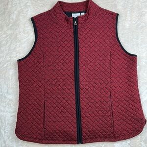 Kim Rogers Red Quilted Vest with Stand-Up Collar